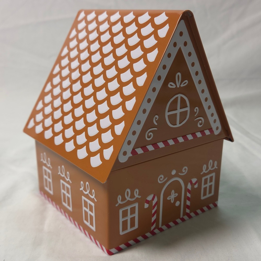 Gingerbread House Metal Tin Christmas Holiday Decor Target Wondershop Brown 7in